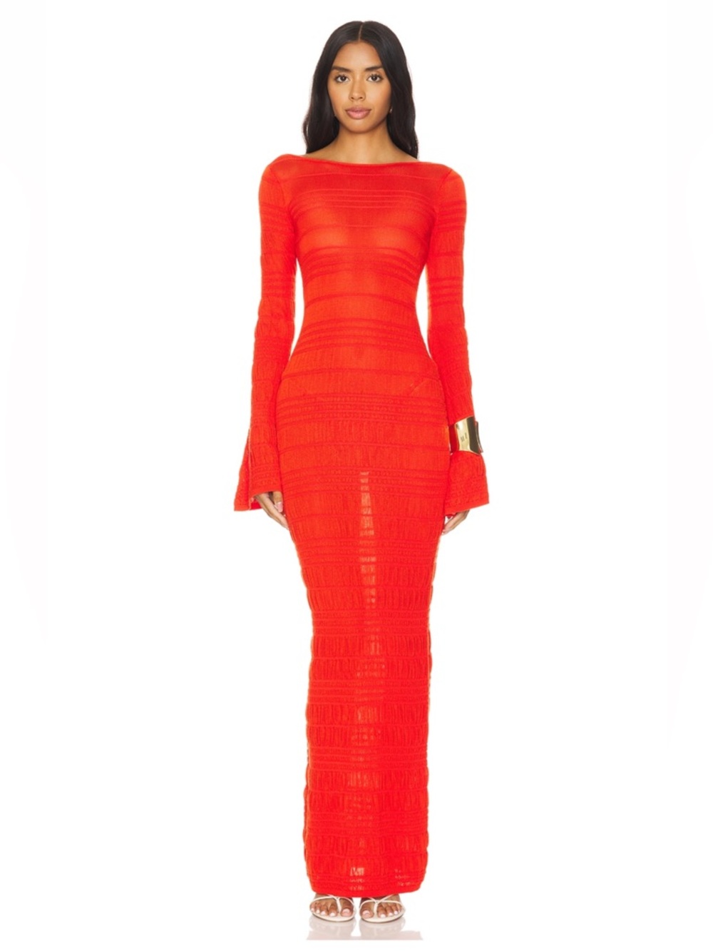 Lovers + Friends Vibrant Red Long-Sleeve Maxi Dress